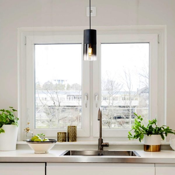 2-Pack Black Pendant Light Fixtures, Adjustable Modern Pendant Lights for Kitchen Island, Industrial Glass Pendant Lights for Dining Table Hallway Bedroom Living Room - Image 7