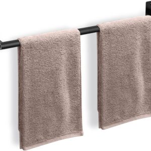 Bathroom Towel Bar, 24 Inch Towel Racks for Bathroom Wall Mounted, Heavy Duty Hand Towel Holder Organizer, Modern Home Decor Towel Rod, Matte Black Single Bar