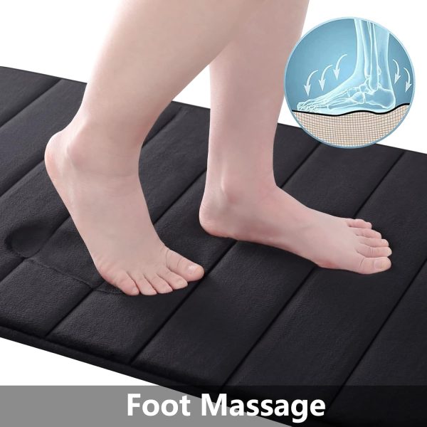 Buganda Memory Foam Bath Mat Rug, 24" x 16", Ultra Soft and Non-Slip Bathroom Rugs, Water Absorbent and Machine Washable Bath Rug for Bathroom, Shower, and Tub, Black - Image 3