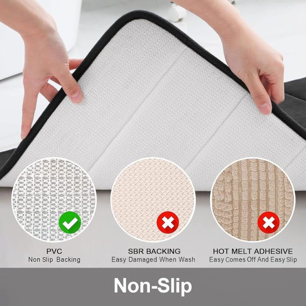 Buganda Memory Foam Bath Mat Rug, 24" x 16", Ultra Soft and Non-Slip Bathroom Rugs, Water Absorbent and Machine Washable Bath Rug for Bathroom, Shower, and Tub, Black - Image 4