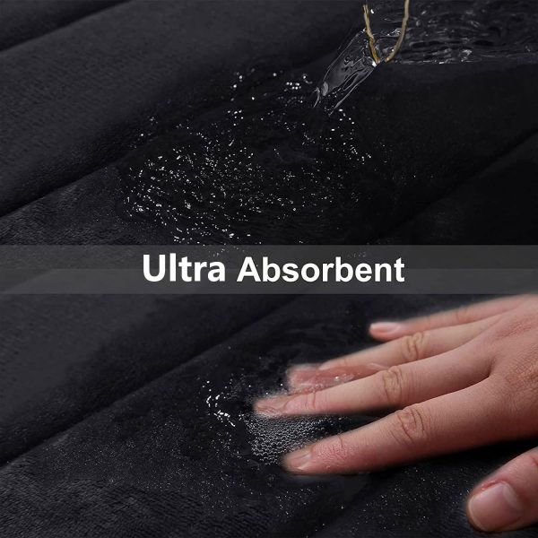 Buganda Memory Foam Bath Mat Rug, 24" x 16", Ultra Soft and Non-Slip Bathroom Rugs, Water Absorbent and Machine Washable Bath Rug for Bathroom, Shower, and Tub, Black - Image 5