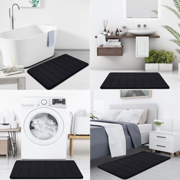 Buganda Memory Foam Bath Mat Rug, 24" x 16", Ultra Soft and Non-Slip Bathroom Rugs, Water Absorbent and Machine Washable Bath Rug for Bathroom, Shower, and Tub, Black - Image 7