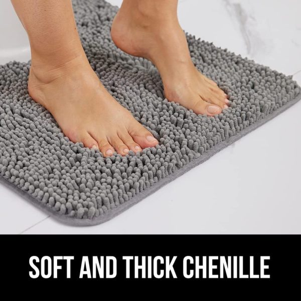 Gorilla Grip Bath Rug Mat 24x17, Thick Soft Absorbent Chenille, Rubber Backing Quick Dry Microfiber Mats, Machine Washable Rugs for Shower Floor, Bathroom Runner Bathmat Accessories Decor, Grey - Image 3