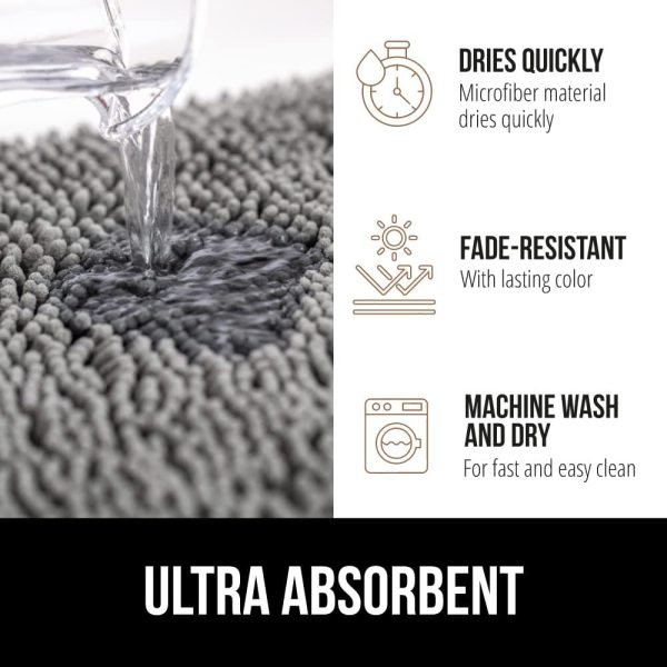 Gorilla Grip Bath Rug Mat 24x17, Thick Soft Absorbent Chenille, Rubber Backing Quick Dry Microfiber Mats, Machine Washable Rugs for Shower Floor, Bathroom Runner Bathmat Accessories Decor, Grey - Image 4