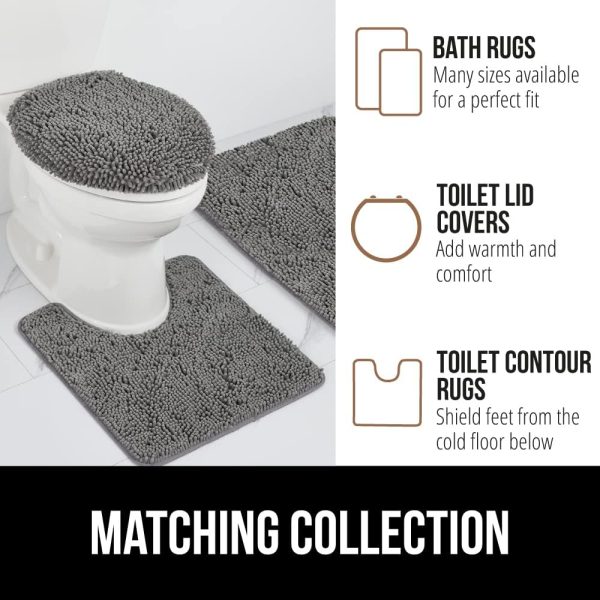 Gorilla Grip Bath Rug Mat 24x17, Thick Soft Absorbent Chenille, Rubber Backing Quick Dry Microfiber Mats, Machine Washable Rugs for Shower Floor, Bathroom Runner Bathmat Accessories Decor, Grey - Image 8