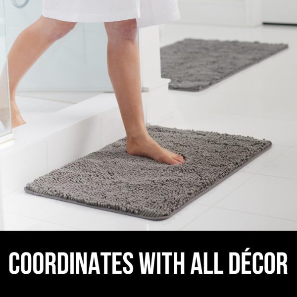Gorilla Grip Bath Rug Mat 24x17, Thick Soft Absorbent Chenille, Rubber Backing Quick Dry Microfiber Mats, Machine Washable Rugs for Shower Floor, Bathroom Runner Bathmat Accessories Decor, Grey - Image 9