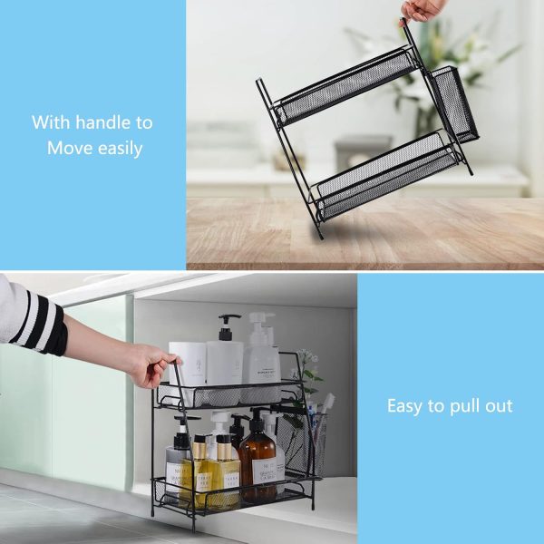 LEMIKKLE Countertop Organizer for Bathroom Counter, The Organizer for Bedroom, Spice Rack Organizer for Kitchen Counter Shelf with Small Basket(Black) - Image 6