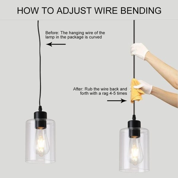 Modern Black Farmhouse Clear Glass Cylinder Pendant Light Fixture,Island Lights for Kitchen,Mini Pendant Lighting for Kitchen Island Decor - 4.75 Inch Shade 58 Inch Cord (Black 2 Pack) - Image 7