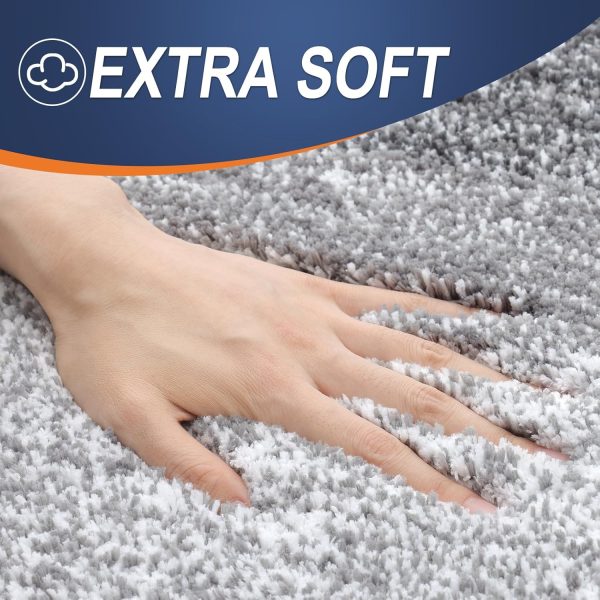 OLANLY Bathroom Rug Mat 24x16, Extra Soft and Absorbent Microfiber Bath Rugs, Non-Slip Plush Shaggy Bath Carpet, Machine Wash Dry, Bath Mats for Bathroom Floor, Tub and Shower, Grey - Image 3