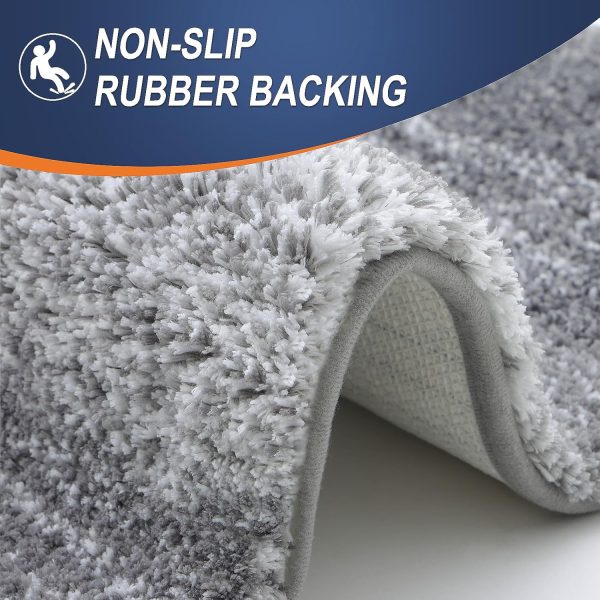 OLANLY Bathroom Rug Mat 24x16, Extra Soft and Absorbent Microfiber Bath Rugs, Non-Slip Plush Shaggy Bath Carpet, Machine Wash Dry, Bath Mats for Bathroom Floor, Tub and Shower, Grey - Image 5