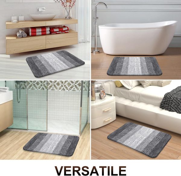 OLANLY Bathroom Rug Mat 24x16, Extra Soft and Absorbent Microfiber Bath Rugs, Non-Slip Plush Shaggy Bath Carpet, Machine Wash Dry, Bath Mats for Bathroom Floor, Tub and Shower, Grey - Image 7