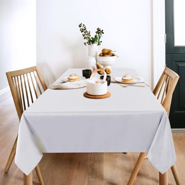 sancua 2 Pack White Tablecloth 60 x 102 Inch, Rectangle 6 Feet Table Cloth - Stain and Wrinkle Resistant Washable Polyester Table Cover for Dining Table, Buffet Parties and Camping - Image 2