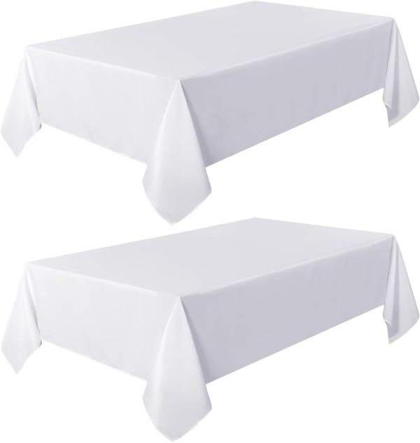 sancua 2 Pack White Tablecloth 60 x 102 Inch, Rectangle 6 Feet Table Cloth - Stain and Wrinkle Resistant Washable Polyester Table Cover for Dining Table, Buffet Parties and Camping - Image 8